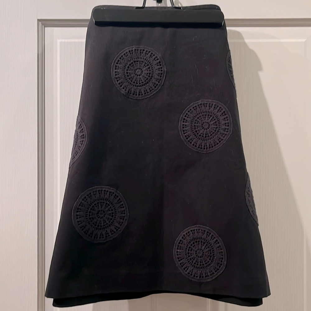 Boden, NWOT, Black  Skirt with Embroidered Pattern
